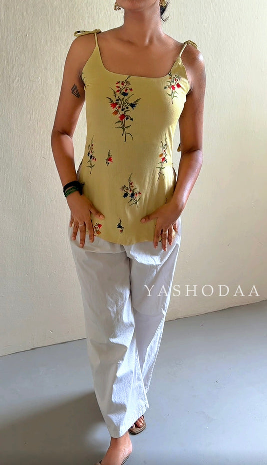 Mridu in pastel yellow