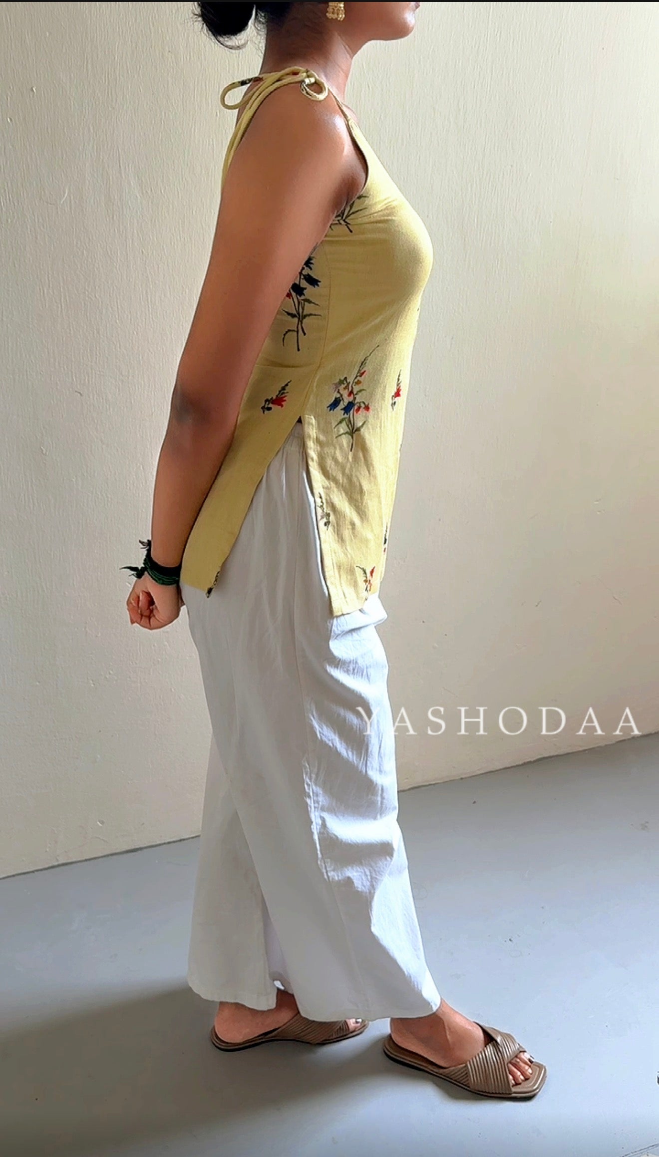 Mridu in pastel yellow